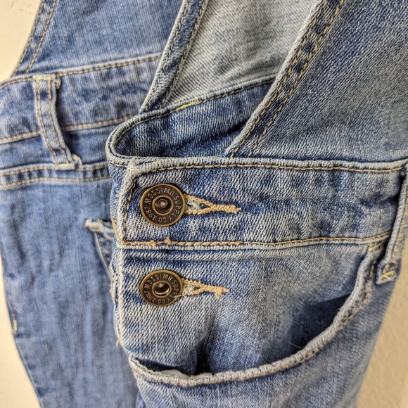 Jean Overalls Shorts Distressed Denim Shortalls Medium Wash Blue Medium Mossimo - Picture 7 of 9